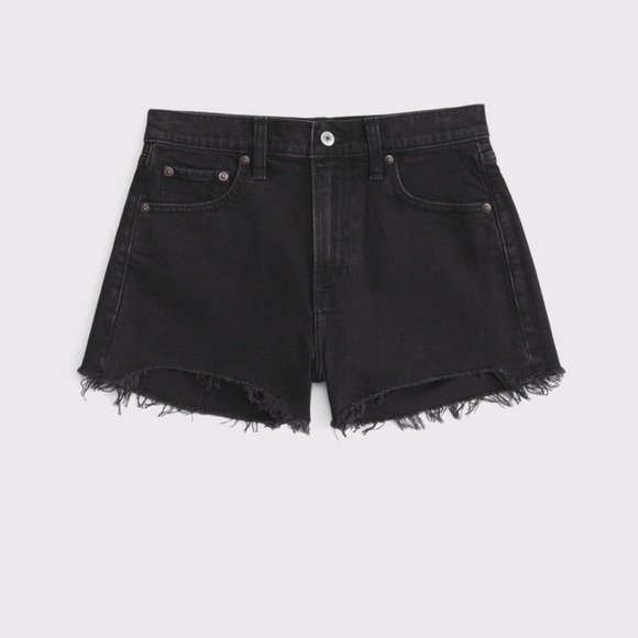 Abercrombie & Fitch High Rise Mom Black Jean Shorts - Picture 1 of 4